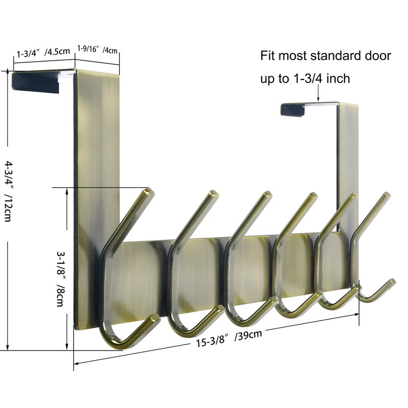 WEBI Over The Door Hooks for Hanging,Over The Door Towel Rack,Over Door Coat Hanger Over Door Coat Rack for Hanging Towels,Hats,Clothes,Behind Back of Bathroom,Bronze - Image 2